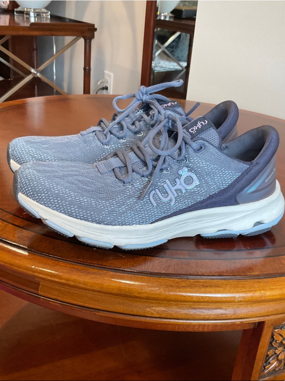 Ryka Lavender Gray Knit Walking Sneakers